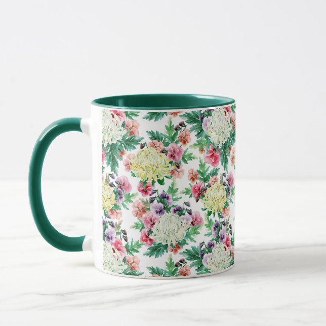Farbenfrohe Sommer-Blume Tasse (Links)