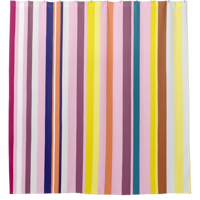 Farbenfrohe Sommer-Stimmung Streifen Duschvorhang (Vorderseite)