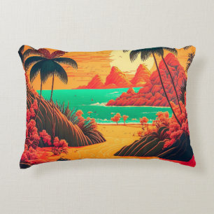 Farbenfrohe Sommer Tropical Beach Landschaftsbild  Dekokissen