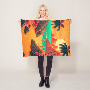 Farbenfrohe Sommer Tropical Beach Landschaftsbild  Fleecedecke