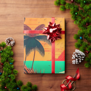 Farbenfrohe Sommer Tropical Beach Landschaftsbild  Geschenkpapier