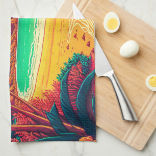 Farbenfrohe Sommer Tropical Beach Landschaftsbild  Geschirrtuch