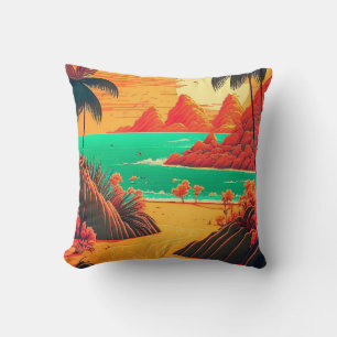 Farbenfrohe Sommer Tropical Beach Landschaftsbild  Kissen