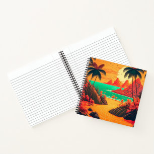 Farbenfrohe Sommer Tropical Beach Landschaftsbild  Notizbuch