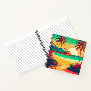 Farbenfrohe Sommer Tropical Beach Landschaftsbild Notizbuch