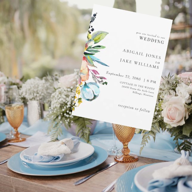 Farbenfrohe Sommerblumenhochzeit Einladung (Von Creator hochgeladen)