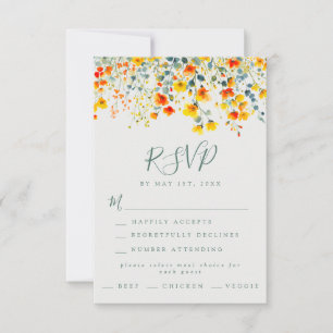 Farbenfrohe Sommerblumenhochzeit RSVP Karte