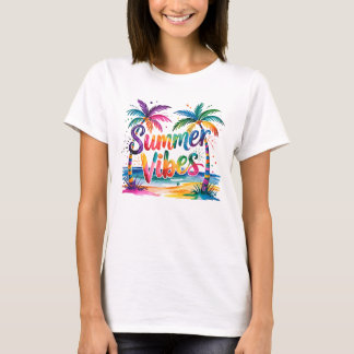Farbenfrohe Sommercamps mit Palmen T - Shirt
