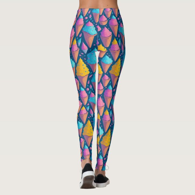 Farbenfrohe Sommereis Creme Cones Süßigkeiten Must Leggings (Rückseite)