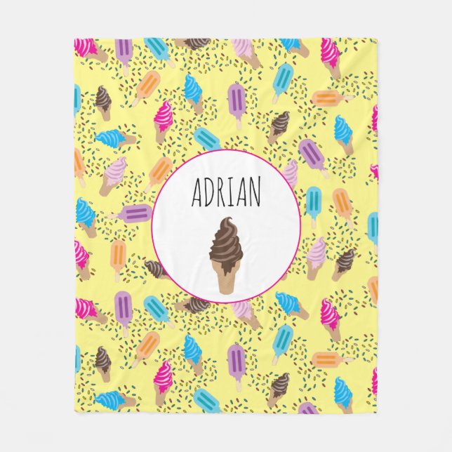 Farbenfrohe Sommereis Creme Ice Pops Muster Fleecedecke (Vorderseite)