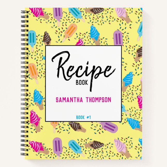 Farbenfrohe Sommereisenzüge Creme Muster Notizbuch (Vorderseite)