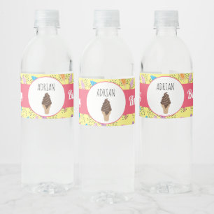 Farbenfrohe Sommereisenzüge Creme Muster Wasserflaschenetikett