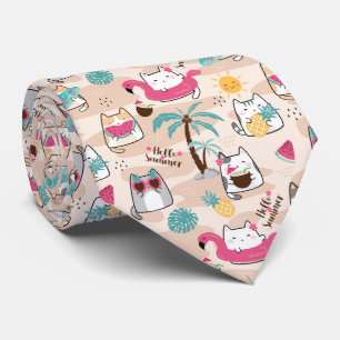 Farbenfrohe Sommerferien Cat Neck Tie Krawatte