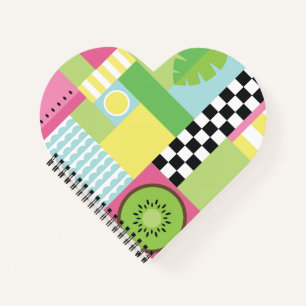 Farbenfrohe Sommerfrüchte Rosa-Gelb-Mosaik Notizbuch