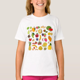 Farbenfrohe Sommerfruchtmuster T-Shirt