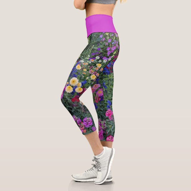 Farbenfrohe Sommergarten Capri Leggings (Links)