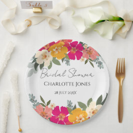 Farbenfrohe Sommergarten Helle Blumendusche Pappteller