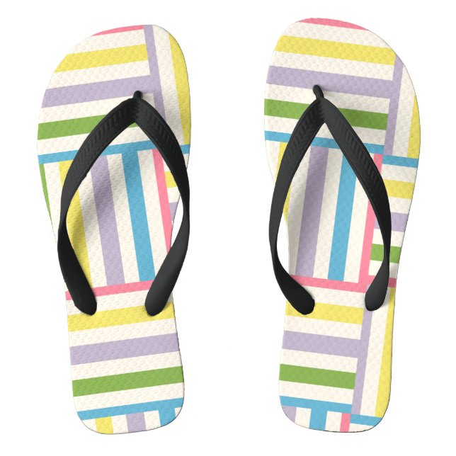 Farbenfrohe, sommergestreifte Blockmuster Flip Flops (Fußbett)