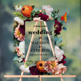 farbenfrohe Sommerhochzeit-Blume Acrylschild