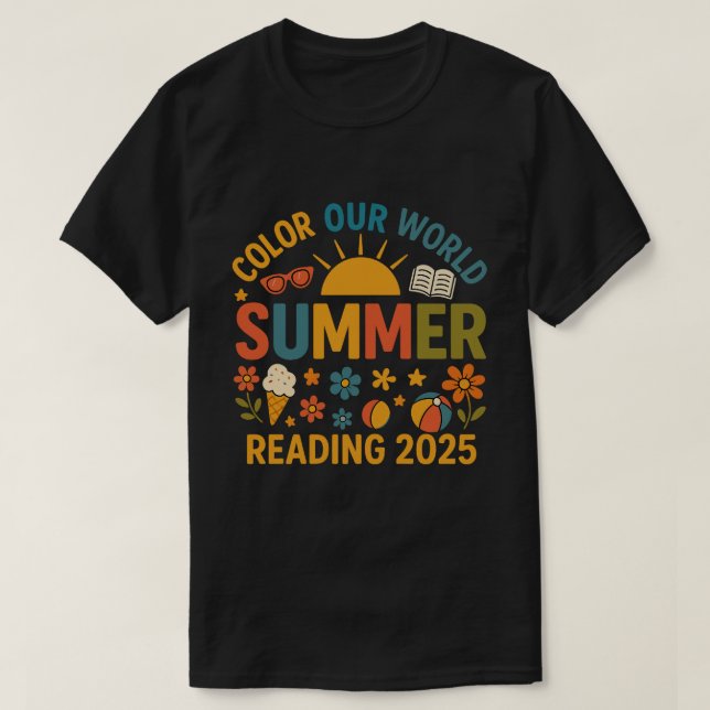 Farbenfrohe Sommerlesung 2025 Spaß T-Shirt (Design vorne)