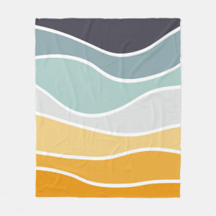 Farbenfrohe sommerliche Retro-Wellen Fleecedecke