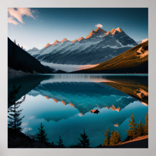 Farbenfrohe Sommerpanorama des Lac Blanc Sees Poster