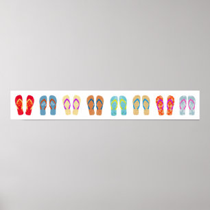 Farbenfrohe Sommerstrand Flip Flops Horizontal Pos Poster