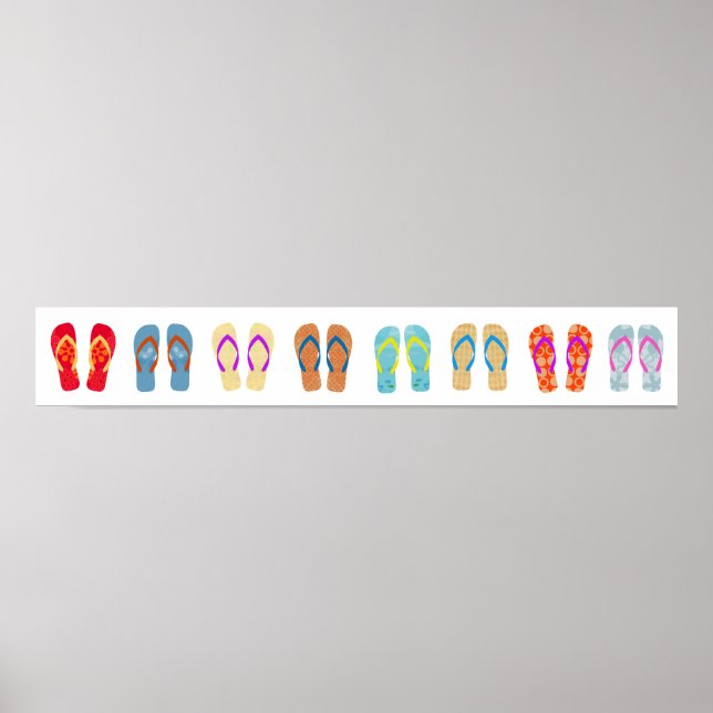 Farbenfrohe Sommerstrand Flip Flops Horizontal Pos Poster (Vorne)