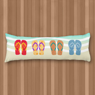 Farbenfrohe Sommerstrand Flip Flops Kissen Kissen