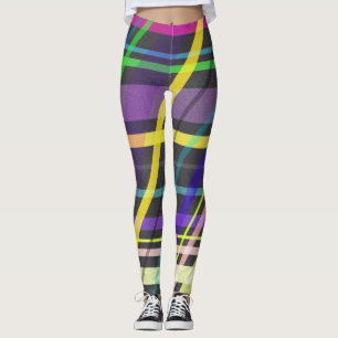 Farbenfrohe Sommertrippy-Crossline-Muster Leggings