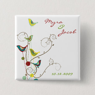 Farbenfrohe Sommervogel- und Wirbel-Hochzeitsschal Button