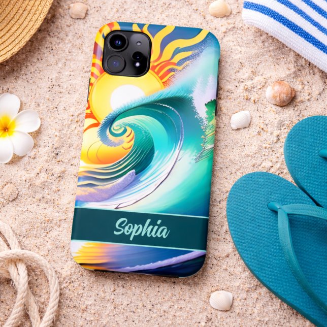 Farbenfrohe Sonne und Surfsignatur Case-Mate iPhone Hülle (Von Creator hochgeladen)
