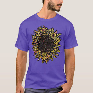 Farbenfrohe Sonnenblume Leopard Gold Rosa Silbergl T-Shirt