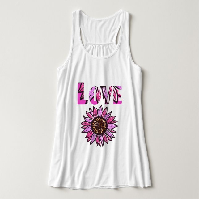 Farbenfrohe Sonnenblume Liebe Tank Top (Design Vorderseite)