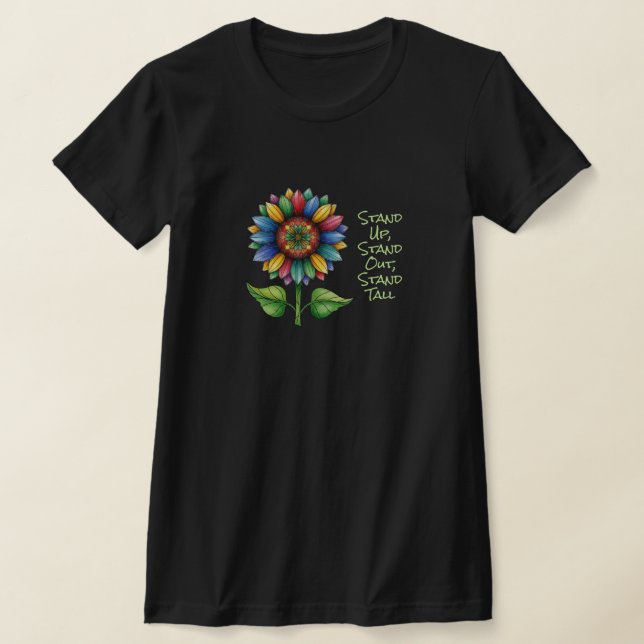 Farbenfrohe Sonnenblume - Stehen Sie auf, stechen  T-Shirt (Ablage )