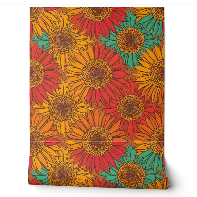 Farbenfrohe Sonnenblumenallee Tapete (Abrollen)