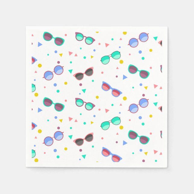 Farbenfrohe Sonnenbrille Muster Sommer Serviette (Vorderseite)