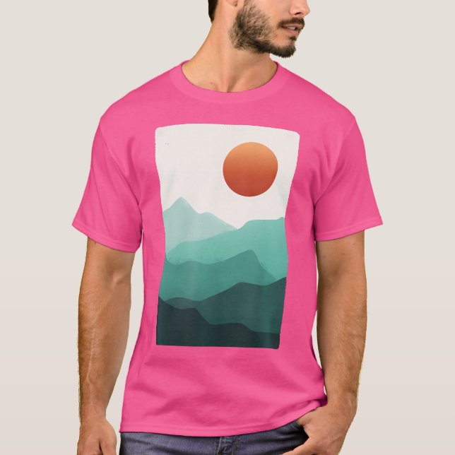 Farbenfrohe Sonnenuntergang Bergerlebnis Design Au T-Shirt (Vorderseite)