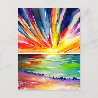 Farbenfrohe Sonnenuntergänge über dem Ozean Postkarte