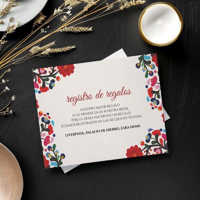 Farbenfrohe spanische Hochzeit mit Blumen Begleitkarte (Floral Colorful Spanish Wedding Enclosure Card)