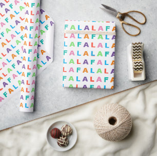 Farbenfrohe Spaß FA LA LA Festtagszeit Text Geschenkpapier