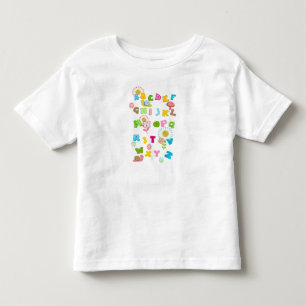 Farbenfrohe Spaß Kinder Niedlich Alphabet Kleinkind T-shirt