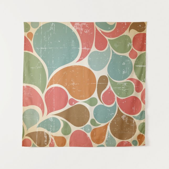 Farbenfrohe Spatter: Abstraktes Retro-Muster. Wandteppich (Vorderseite)