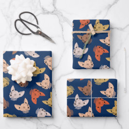 Farbenfrohe Sphynx Cat Geschenkpapier Set