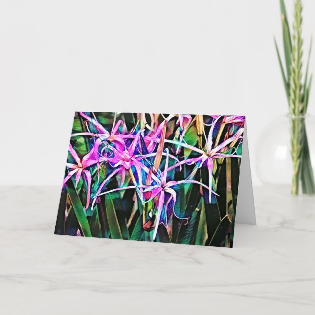 Farbenfrohe Spiderlilie Art Card Karte (Vorderseite)