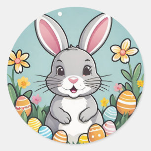 Farbenfrohe spielerische Ostersonnenkletter Runder Aufkleber