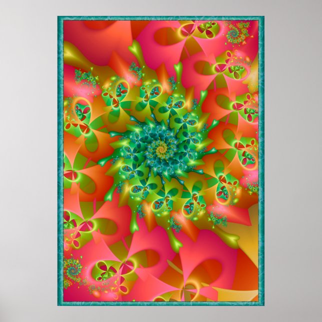 Farbenfrohe Spinning-Herzen Poster (Vorne)