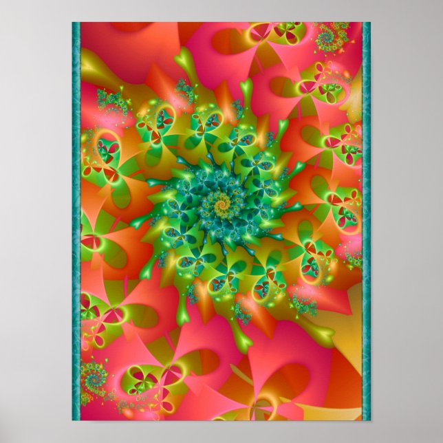Farbenfrohe Spinning-Herzen Poster (Vorne)