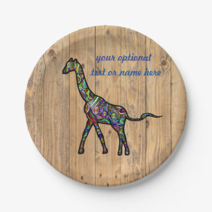 Farbenfrohe Spiral Giraffe Papier Teller
