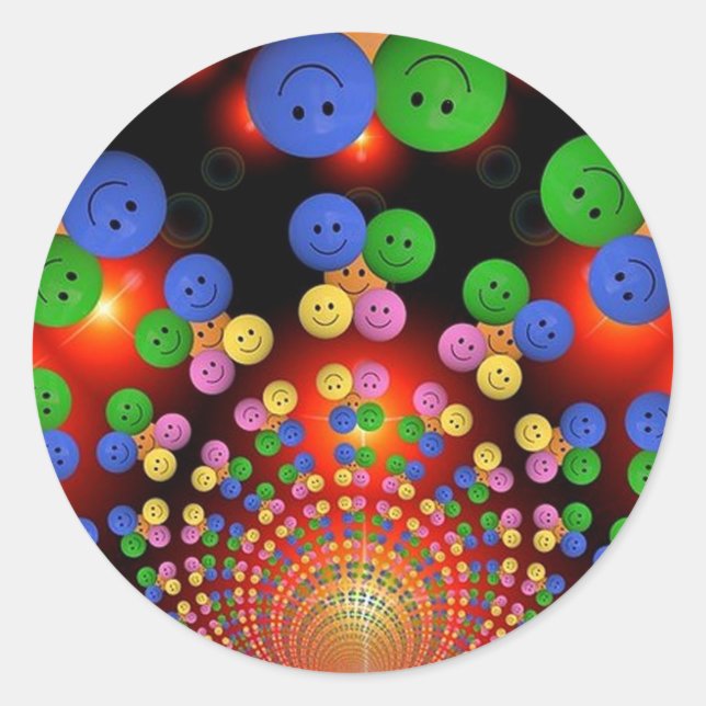 Farbenfrohe Spiralkleber für das Gesicht Runder Aufkleber (Vorderseite)